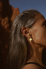 Load image into Gallery viewer, Pair of short Moon and Stars asymmetrical Earrings
