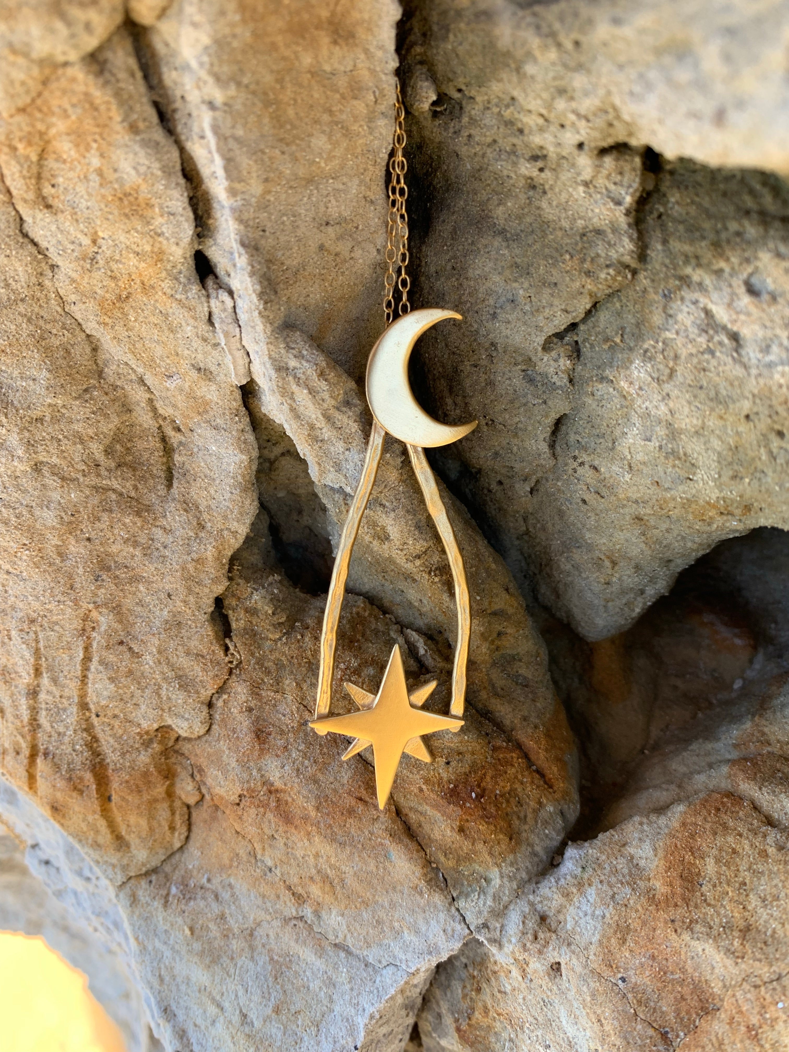 Long Moon and Stars Necklace